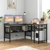 COSTWAY L Shaped Desk with Charging Station, 55” Reversible Corner