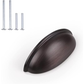 KNOBWELL 30 Pack Oil Rubbed Bronze Cabinet Cup Pulls Bin Cup Dresser Drawer Pulls - 3" Inch (76mm) Hole Centers - 3-3/5" Overall Length - Decorative Cup Drawer Pulls