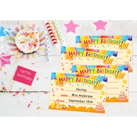 WhatSign 30Pcs Happy Birthday Award Certificates Gifts for Students from Teacher Birthday Cupcakes Award Certificate for Kids Classroom Birthday Kindergarten Elementary Back to School Teacher Supplies