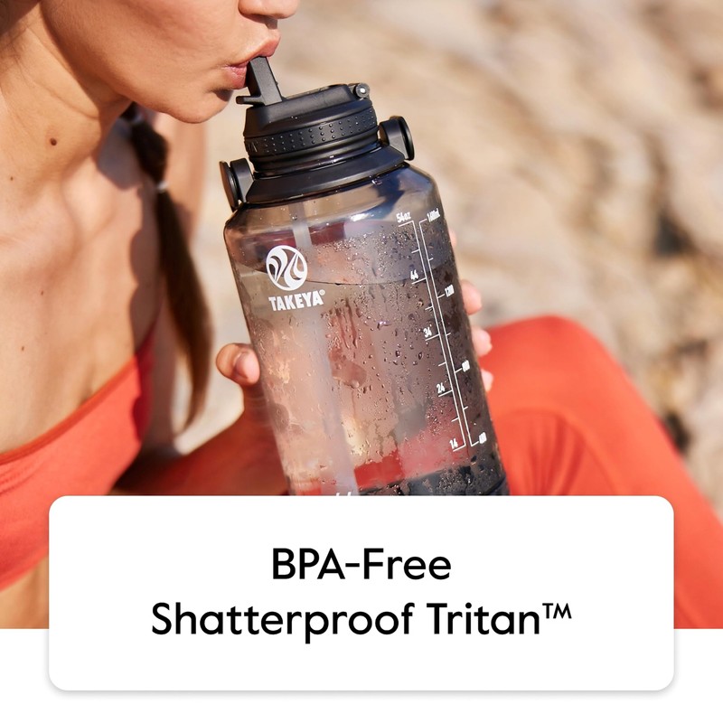 Takeya Tritan 64 oz Motivational Water Bottle with Straw Lid