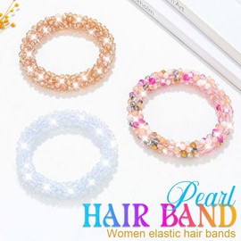 Fashey Rhinestone Hair Ties Fancy Ponytail Holders Beaded Hair Scrunchies Decorative Hair Accessories for Women