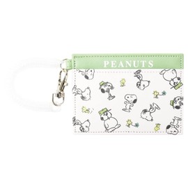 Snoopy 0096 Women's Pass Case, Commuter Holder, Card Case, 2 Pieces, Synthetic Leather, Mini, Small, With Coil Chain, Simple, Brother Flyer (SPZ-2982), One size