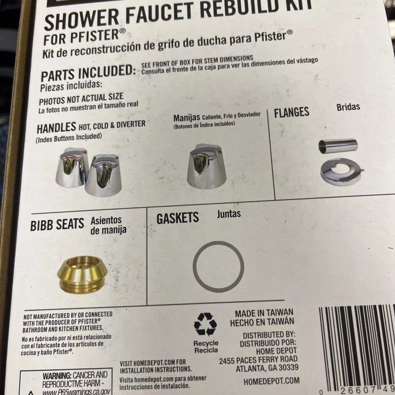 Everbilt 3-Handle Shower Valve Rebuild Kit for Pfister Tub/Shower Faucets