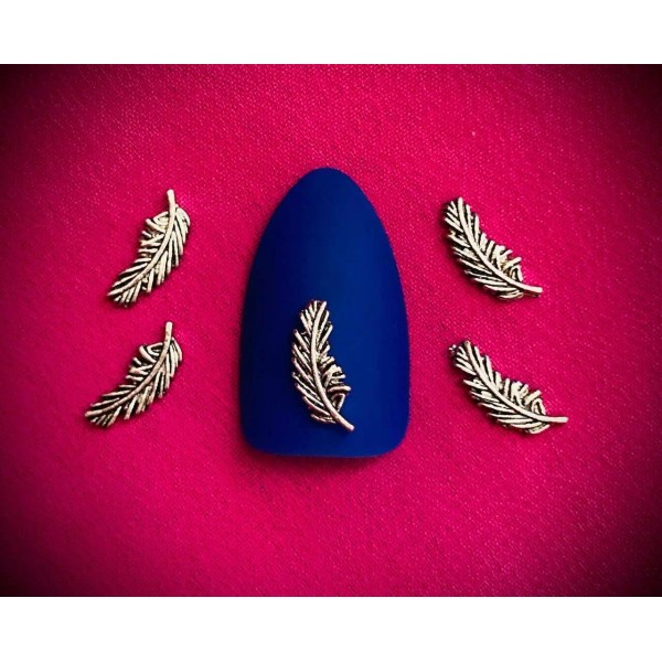 Unbranded Silver Feather 3D Nail Art Set Of 5 Charms