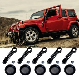 ETL INDUSTRIES - Juego de 15 piezas para manijas de puerta y cubierta para manijas de puerta trasera y protectores para rebajes para Jeep Wrangler JK JKU 2007-2017, accesorios exteriores negros