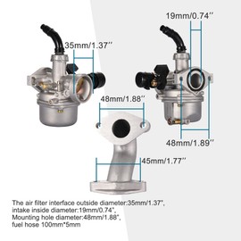 GOOFIT PZ19 Carburetor with Air Filter Carburetor Rebuild Kit Replacement for XR/CRF 50cc 70cc 90cc 110cc 125cc Moped ATV Taotao Sunl Roketa Baja Kazuma Yelow