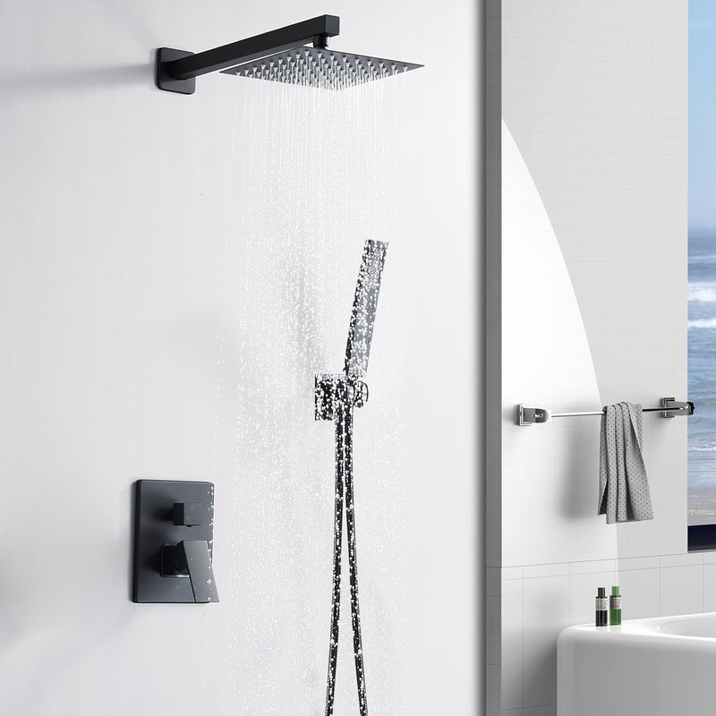 RTTWYYUU Matte Black Shower Head and Handle Set 8 Inch,
