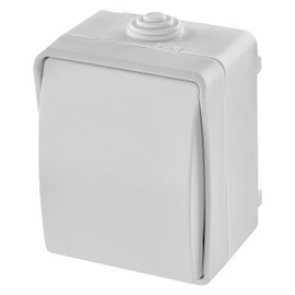 EMOS Waterproof Toggle Switch with Rocker Staircase Switch for Lighting White Color 250V~/10AX Plastic Surface Mounted Wall Mounted IP54 Outdoor