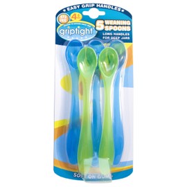 Griptight - 5 Long Handle Soft Weaning Spoons (Blue and Green)