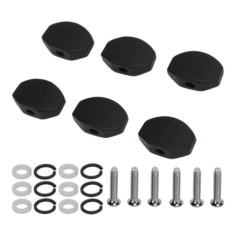 6Set Guitar Tuning Peg Buttons Ebony Metal Tuner Machine Head