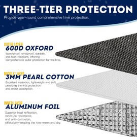 Bee Hive Insulation Wrap for Frame Hives, Winter Bee Hive Wrap, Oxford Insulated Bee Hive Cover, Thermal Beekeeping Supplies Accessories, Waterproof Windproof Lightweight Reusable