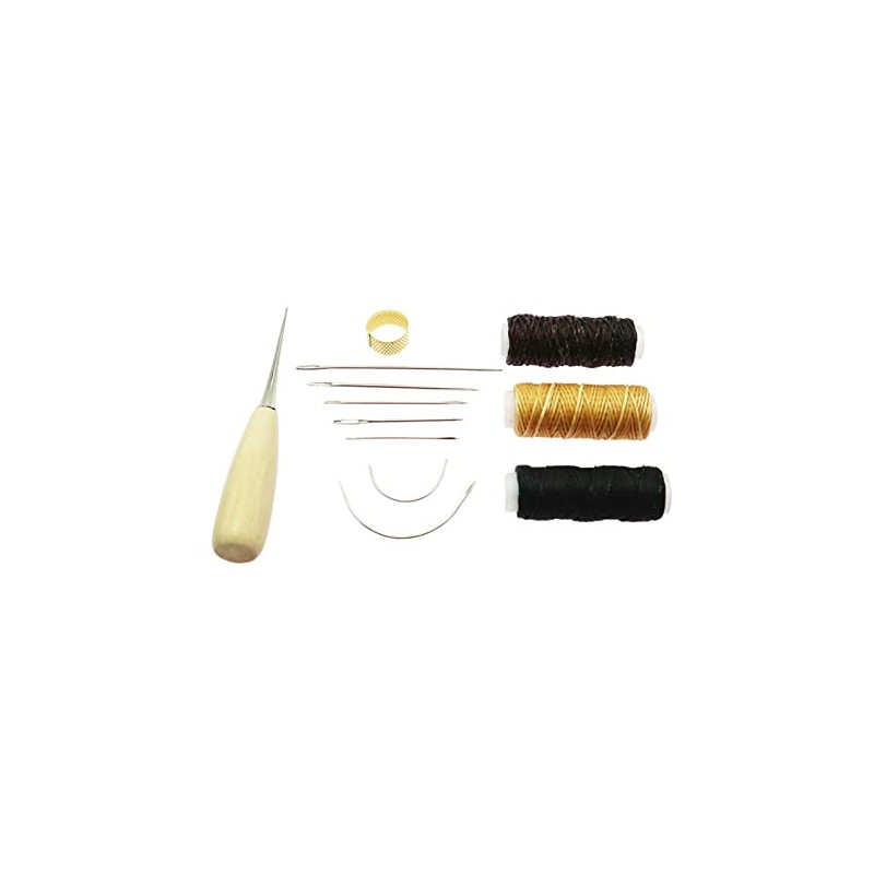Fdit 12 Piezas Kit de Herramientas para Coser Cuero, Agujas