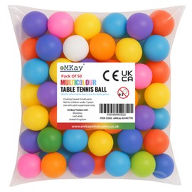 eMKay® Pack of 50 Multicoloured Ping Pong Table Tennis Balls ideal for Training Art Craft Toys Family School Games Cat Dog Beginner Kids Party Not for Professional Athletes (Random Colour Supplied)