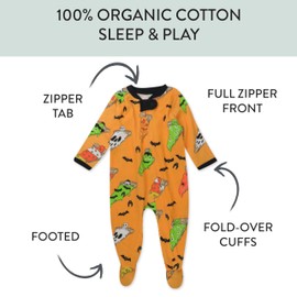 HonestBaby Baby Celebration Sleep & Play Footed One-Piece Pajama Sleeper 100% Organic Cotton, Ooey Gooey Pizza, 3-6 Months
