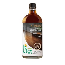 Livos Kunos 244, Natural Wood Oil, Interior Stain and Finish, High Coverage, Easy to Apply, Plant Based, Linseed Oil, Furniture & Flooring Hardwax Oil, Made in Germany (250mL, 062 - Walnut)