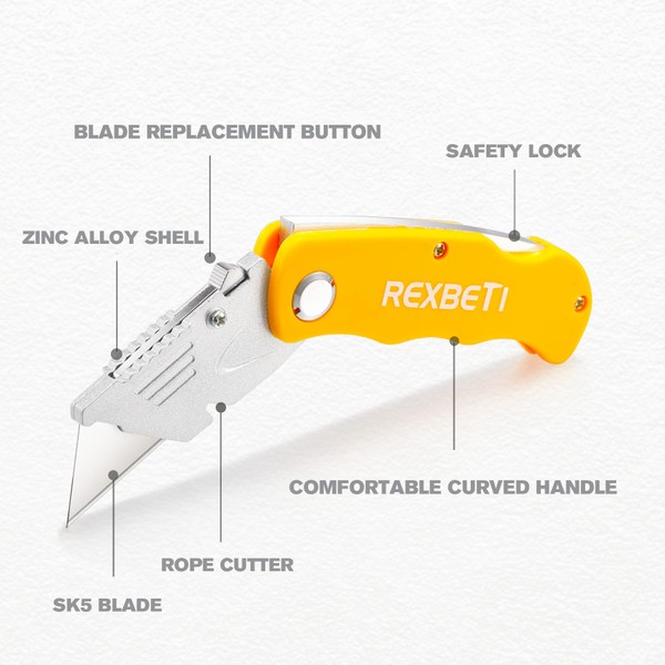 REXBETI REXBETI 4-Pack Folding Utility Knife Quick-change SK5 Box Cutter