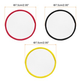 sourcing map 30pcs Sublimation Patch Blank, Round Fabric Iron-on Blank Heat Transfer Repair Patch for DIY Crafts Caps Clothes, White with Black/Red/Yellow Border