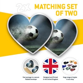 2 x Heart Stickers 7.5 cm - Football Blast Boys Girls Game Fun Decals for Laptops,Tablets,Luggage,Scrap Booking,Fridges, #21919