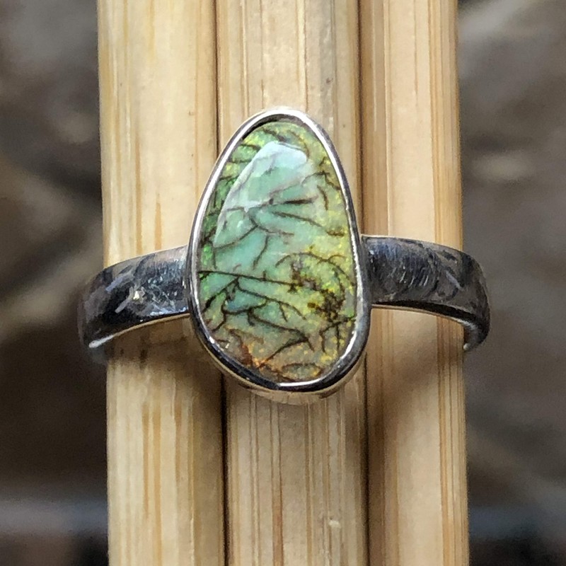 Natural Sterling Opal 925 Solid Sterling Silver Engagement Ring Size