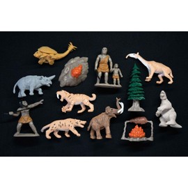 Miniblings 10x Prehistoric Life Set Figures Mammut Caveman Saber-toothed Tiger Evolution