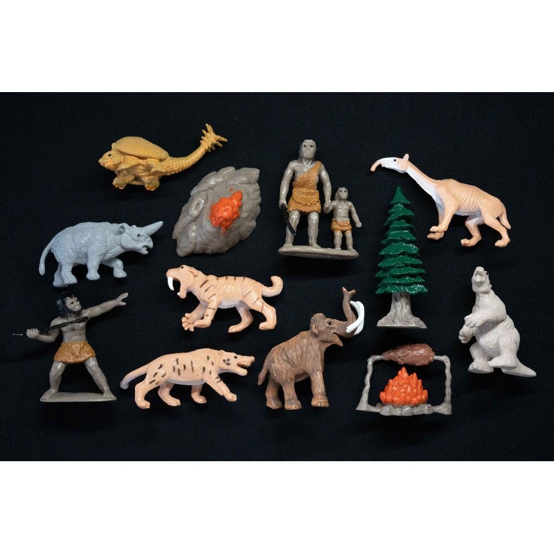 Miniblings 10x Prehistoric Life Set Figures Mammut Caveman Saber-toothed Tiger