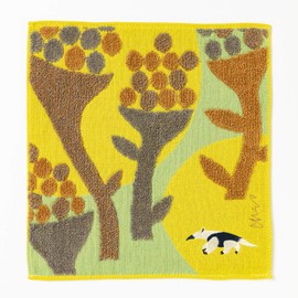 Kusunobashi Crest Woven Morita MiW Gauze Pile Handkerchief, Antei Yellow A-66646-86-Y, 9.8 x 9.8 inches (25 x 25 cm)