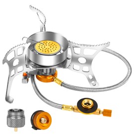 3900W Portable Windproof Camping Stove Gas Cooking Burner, Lightweight Propane Burners with Piezo Ignition and Carrying Bag for Outdoor Backpacking Picnic Hiking