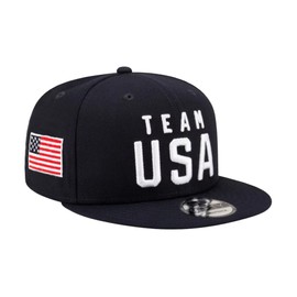 Team USA Hat Embroidered American Flag US Flat Brim Cap (Red)