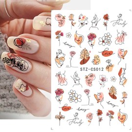 Winning Smile 6 Sheets Nail Art Decals 3D Embossed Stickers｜Professional Texture Fashionable Embossed Three-Dimensional Adhesive Decals｜Nail Decoration Stickers- Summer Kaleidoscope (Art of Living)