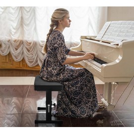 Vangoa Piano Bench, Adjustable Music Keyboard Bench Stool Seat with Black Padded Cushion for Keyboard Piano, Professional Heavy Duty Piano Stool Chair with PU Leather for Musicians, PB-1