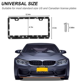FALVFUN Bling Car License Plate Frame, 2PCS Crystal Sparkly Rhinestone Stainless Steel Vehicle License Plate Holder for Women Girl, Diamond Automotive Exterior Accessories, Universal Fit (Black)