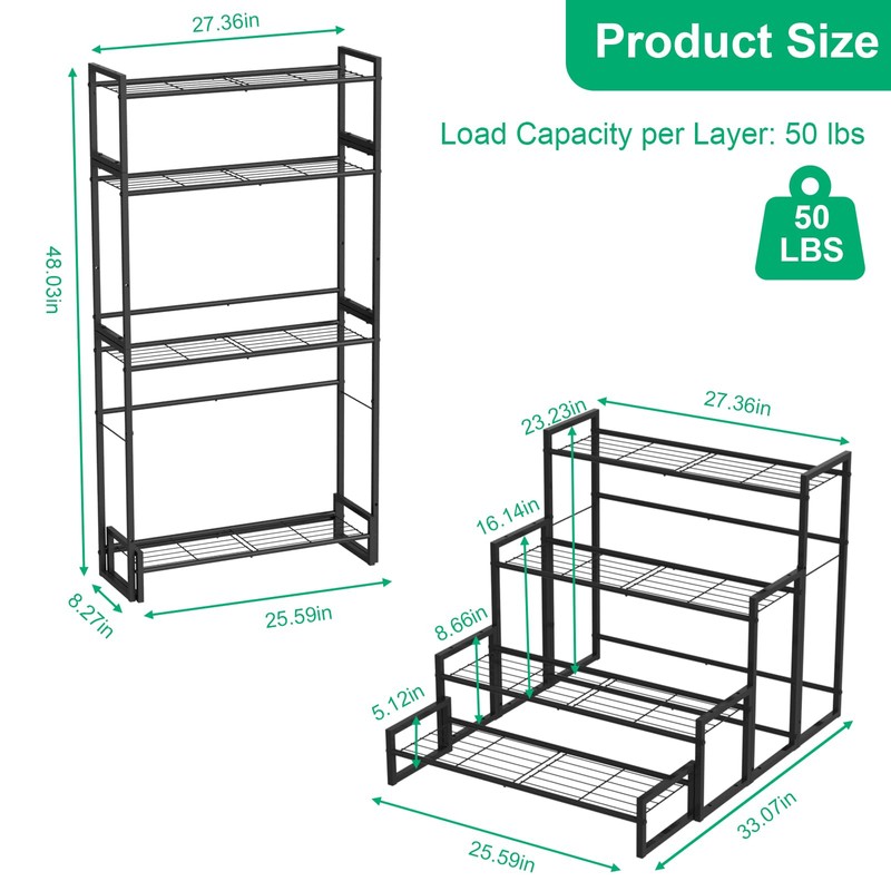 VyGrow Plant Stand, 4 Tier Stackable Tiered Plant Stand, Scalable