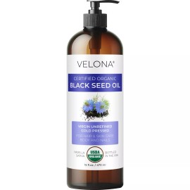 Velona Black Cumin Seed Oil USDA Certified Organic 16 Fl Oz Unrefined