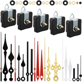 5 Pieces Clock Movement for Wall Clock Movement with Hands DIY Movement Mechanism for Wall Clock Silent Quartz Movement with Hands with 7 Clock Hands Sets for Repair Replacement Parts (0.7 Inches)