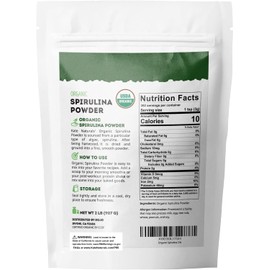 Kate Naturals Organic Spirulina Powder. Nutrient Dense Superfood for Smoothies and Juice (2 lb, USDA Certified, Non-GMO, Gluten- Free)