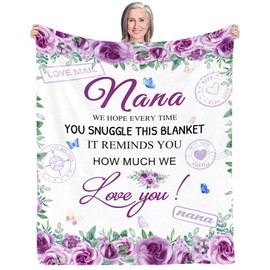 CAPRIFIC Nana Gifts, Nana Birthday Gifts, Cozy 150x130 cm Blanket, for Nana on Her Birthday, Thoughtful Gifts for Grandmother, Comfortable Gifts for Nana (Purple)