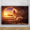 Jesus Christ Cross Easter Backdrop Holy Light Sunrise Stone Cave