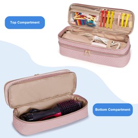 Fasrom Double Layer Travel Case Compatible with REVLON One Step Blow Hair Dryer Brush Volumizer Original 1.0, Plus 2.0 and Styler, Pink (Bag Only, Patent Design)
