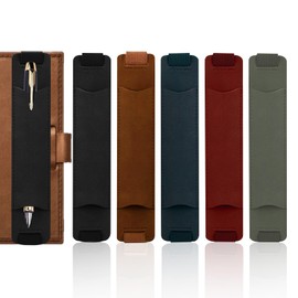 5 Pcs Adjustable Pen Holder for Notebook Elastic Strap, PU Leather Pen Sleeve Pouch, Detachable Journal Pen Holder for Book Clipboard Hardcover (5 Colors)