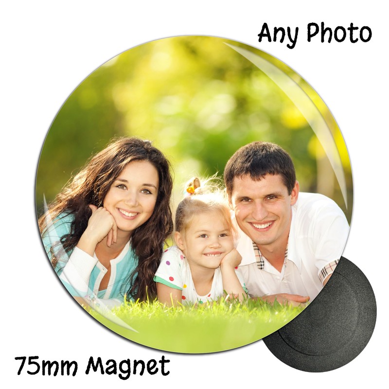 Round Custom Photo Fridge Magnet badge Magnetic picture 75mm /