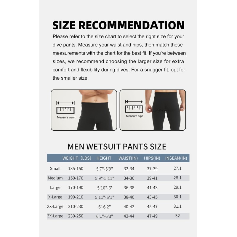 Lemorecn Wetsuit Pants for Men 2mm, Super Stretch Neoprene Wetsuit