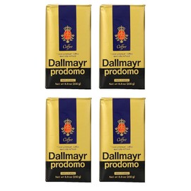 Gourmet Coffee byDallmayr, Prodomo, Finest Premium Ground Coffee, Specially Refined, 100% Arabica, 8.8 Oz Vacuum Packs - Pack of 4