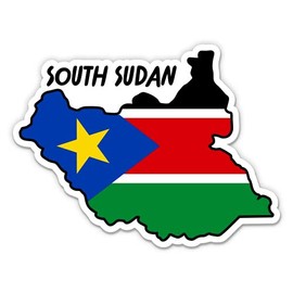 Squiddy South Sudan Map with Flag - Vinyl Sticker for Car, Laptop, Notebook - 5"