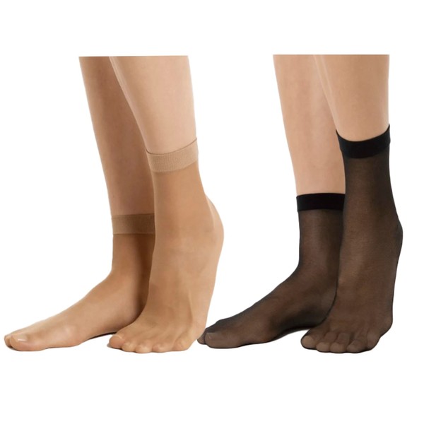MALVA 10 Pairs Women's Ankle High Sheer Socks 30 DEN