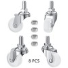 8 PCS Swivel Stem Casters,M8 White 30mm(1.25 inch) Castor Wheels