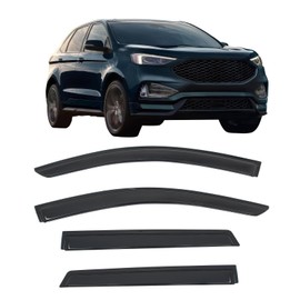 IKON MOTORSPORTS Tape on Window Visors Compatible with 2015-2024 Ford Edge, Acrylic Smoke/Tinted Rain Guards, Side Window Wind Deflectors 4PCS