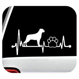Rottweiler Rottie Paw Heartbeat Lifeline Dog Decal Sticker for Car Window 8 Inch BG 143