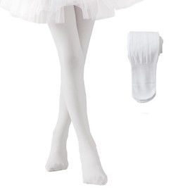 EPEIUS Fleece Lined Tights for Girls Winter White Tights Toddler Ballet Tights Thick Warm Leggings 11-14 Years,White 1-Pack XL