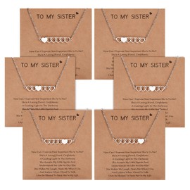 CheersLife 6 Sisters Necklaces Friendship Best Friend Hollow Out Heart Accessories Long Distance Matching Necklace Jewelry Set Birthday Party Gifts for Women Bestie Girls Mother Daughter