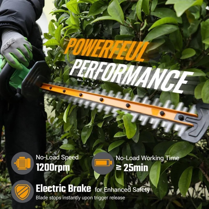 WORKPROX 20V Cordless Hedge Trimmer Electric Bush Shrub Trimmer for